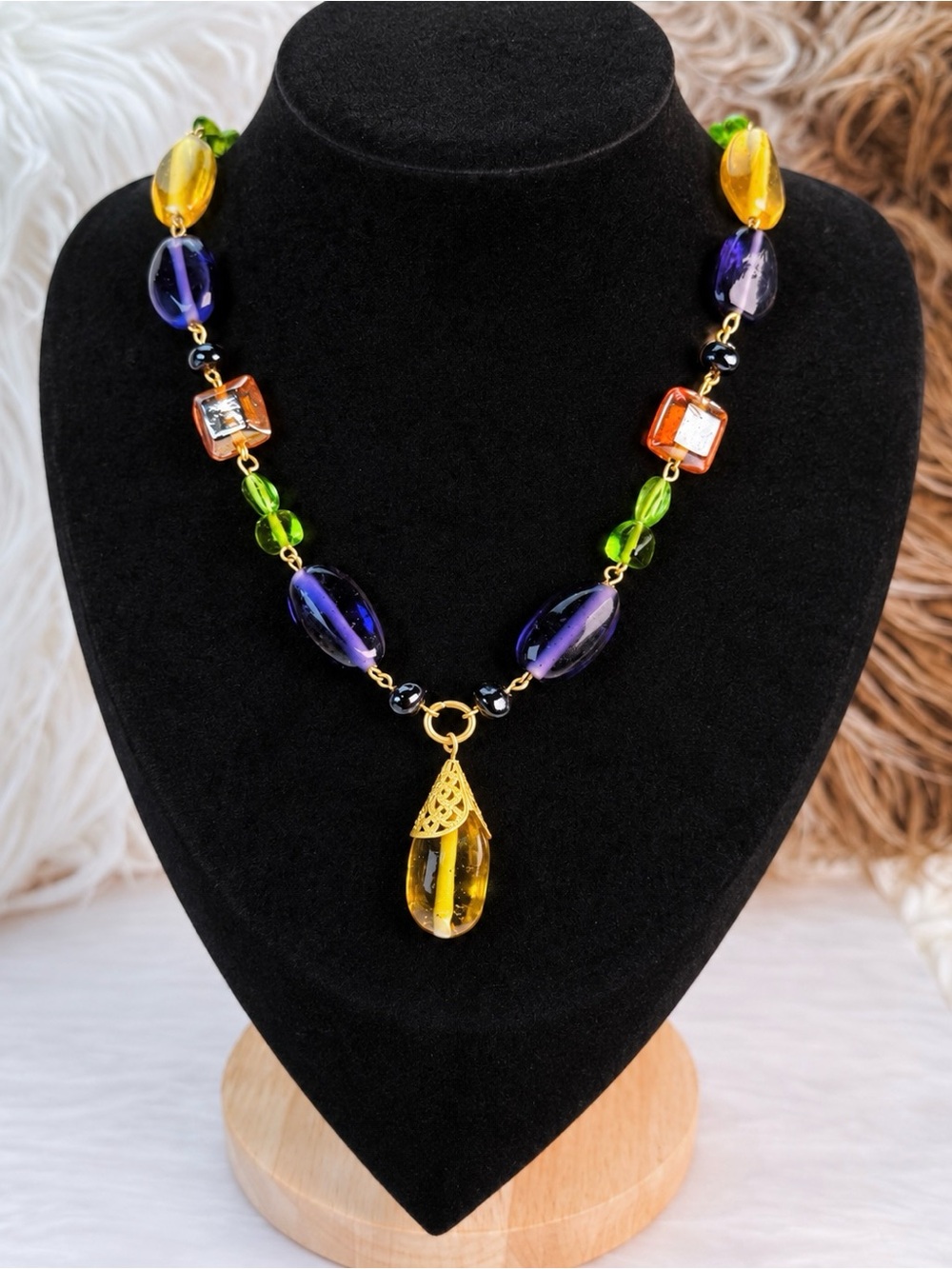 Vintage Multicolor Glass Beaded Necklace